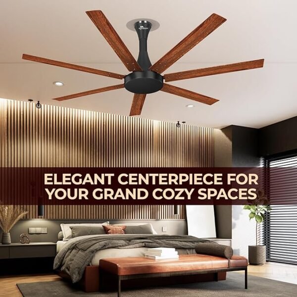 Luminous/RR Signature Aether Flow High Air Delivery Ceiling Fan with 7 Blades, Low Noise, 16 Pole 40% More Copper Motor (Mahogany), 2 Year Warranty