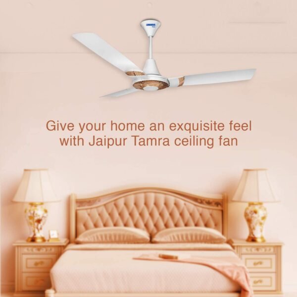 RR Signature Jaipur Tamra 1200mm Designer Ceiling Fan for Home and Office with BEE 3-Star Rating and 40% Energy Saving (2 Year Warranty, Makrana White)