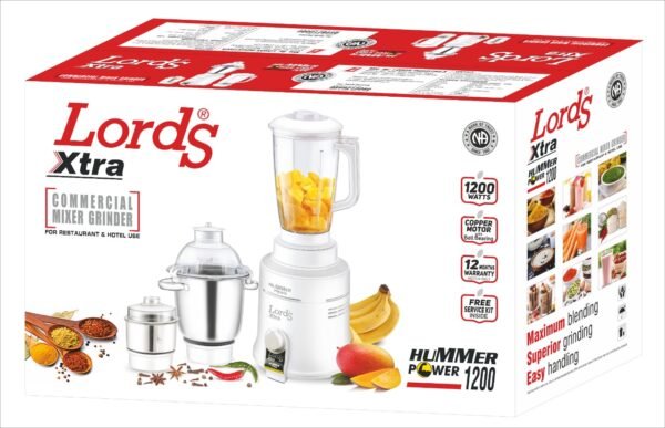 Lords Hummer Power 1200| Poly Jar Model | Mixer Grinder For Restaurant