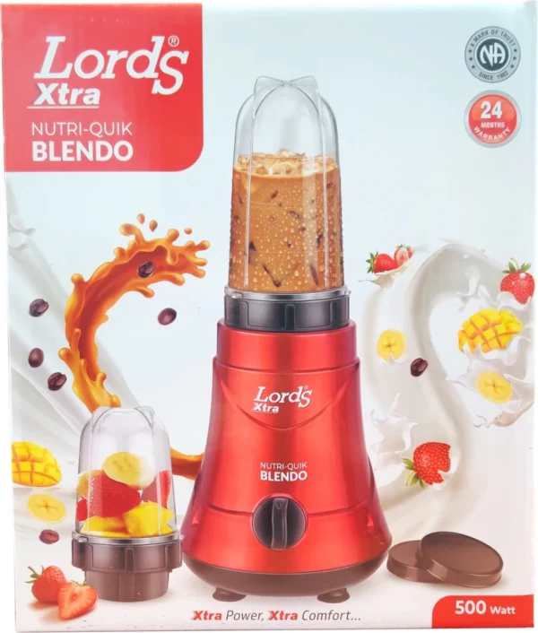 LORD'S Nutri-Quik 500 W Mixer Grinder  (BLNDO | 2 Jars | Red)